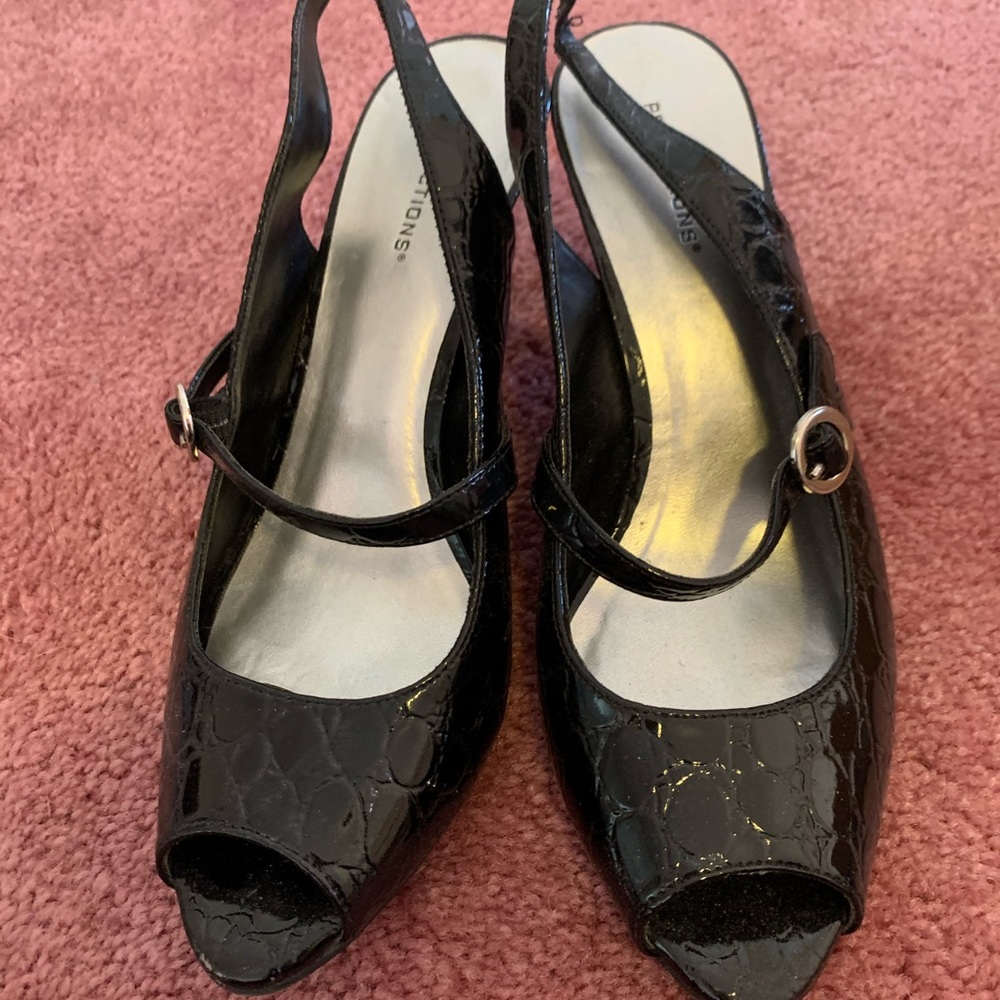 Predictions Black Ankle Strap Heel